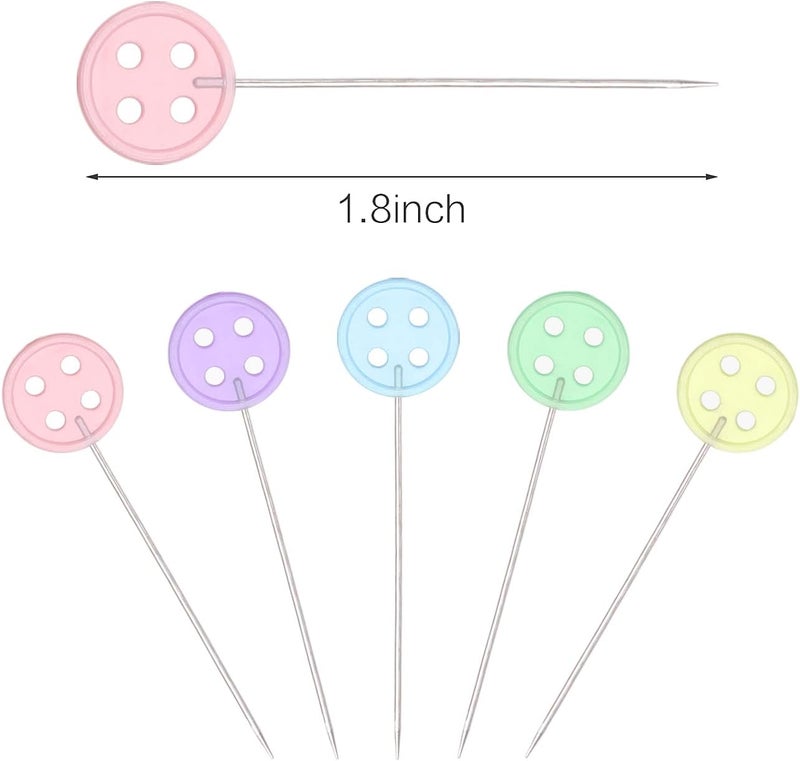 Elisel 200 pcs Multicolor Straight Pins Straight Quilting Pins Craft Positioning Pins Fixed Sewing Marker Needle for Crafting Dressmaker and Other Crafts Making (Buttons) - Image 2
